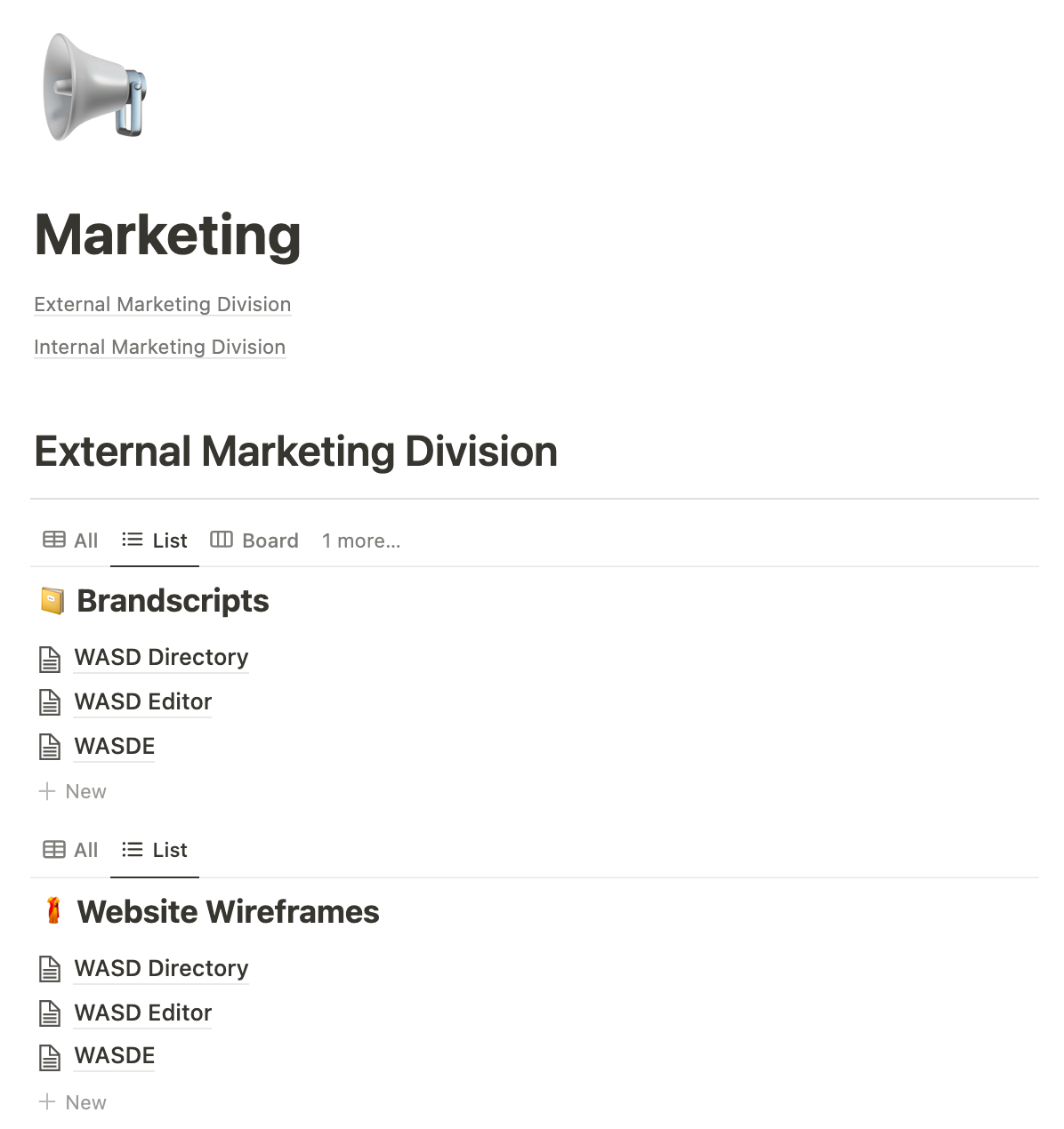 BrandScripts and Website Wireframes within their own databases.